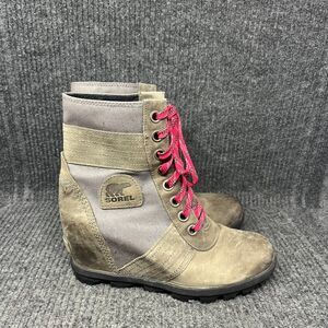 Sorel Joan Of Arctic Lexie Hidden Wedge Boots Booties Brown Leather Women’s 8.5